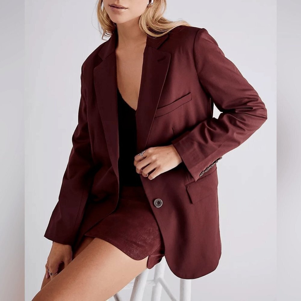 New Free People Oversized Jay Bitter Chocolate Blazer Size M
